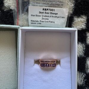 Rose Gold Amethyst Cubic Zirconia Ring